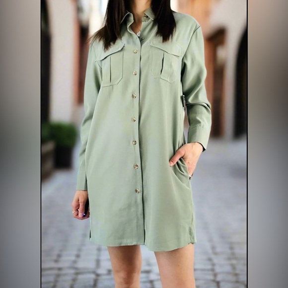RD STYLE Penelope Cargo Pocket Shirt Dress in Lily Pad Size S - Picture 15 of 16